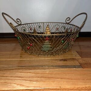 Vintage Christmas Wire Basket